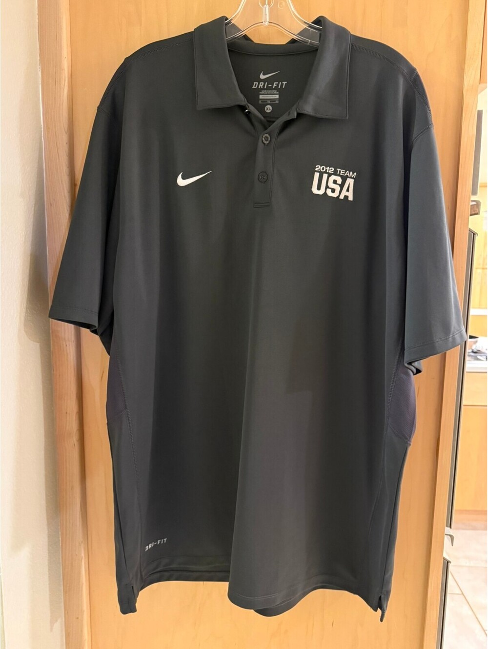 Nike Dri-FIT Team USA 2012 Polo Shirt Mens XL Gray Performance Golf Olympic